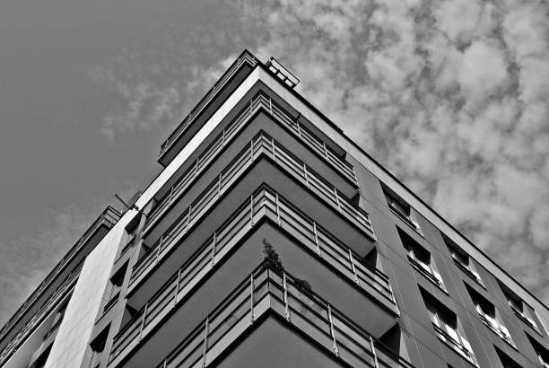 istock Modern, Luxury Apartment Building. Black and white 683789432