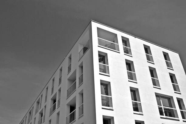 istock Modern, Luxury Apartment Building. Black and white 683793174