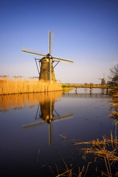 istock Sunset view at typical windmill at Kinderdijk, Holland. 683793566