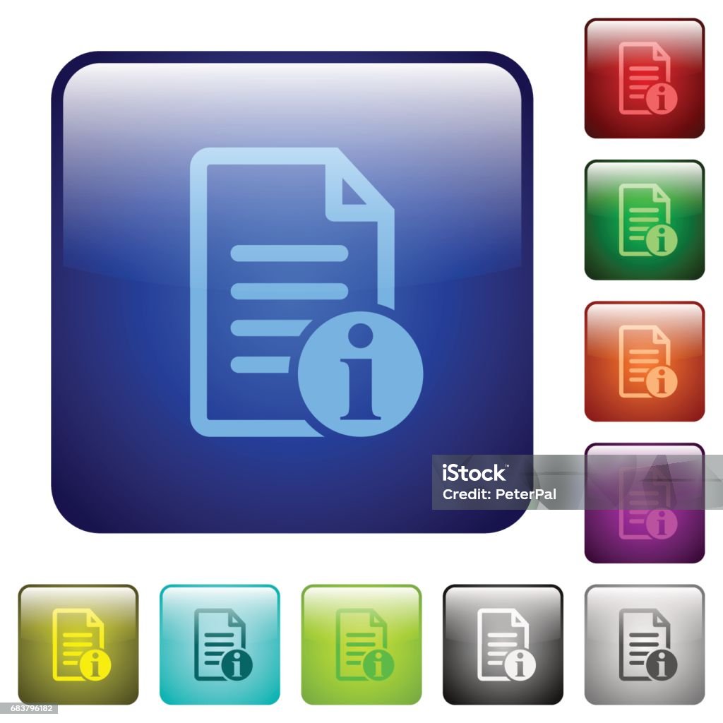 Document Info Button Document Info Color Square Buttons Stock Illustration - Download Image ...