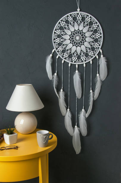 istock White dream catcher on dark gray background 683801778