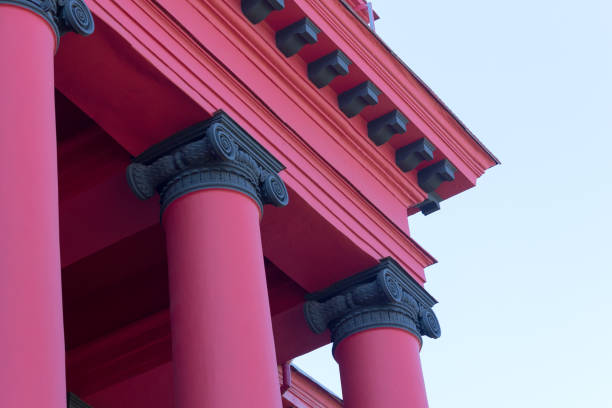 Columns of the theater in the classical style. Architecture