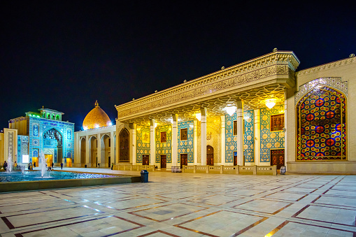 View on Shah-e-Cheragh Shrine by night in Shiraz