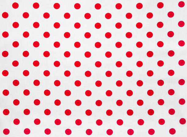 Cotton Fabric with red polka dots Background