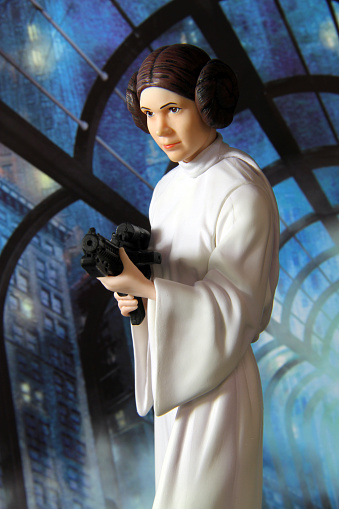 Action figure of Leia from the Star Wars Film Franchise. The toy is made by Kotobukiya