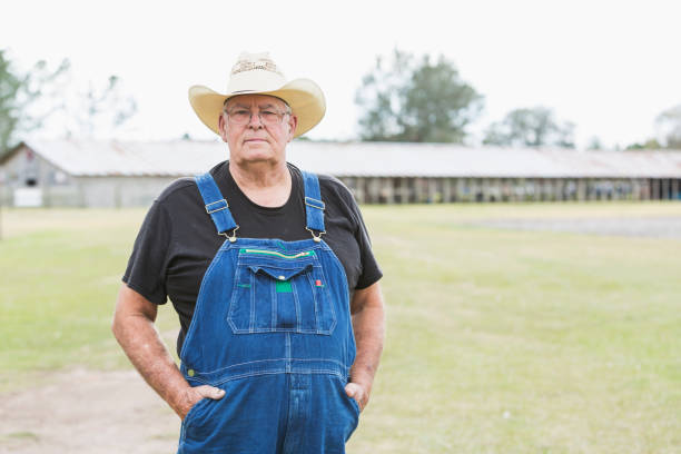 Angry farmer in a meadow