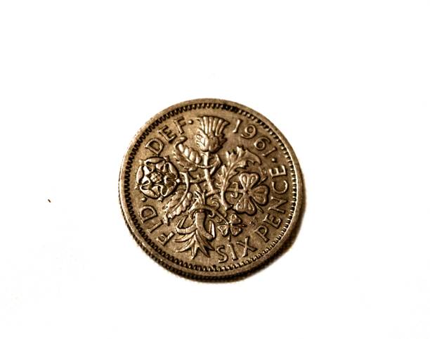 British six pence 1961  coin  money close up