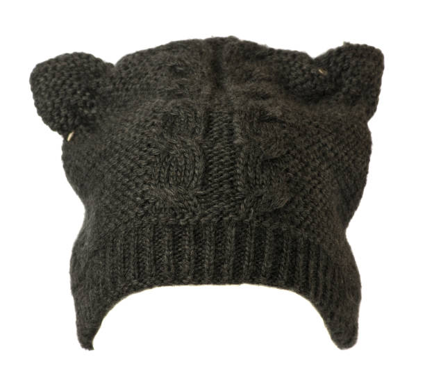 istock Women's hat . knitted hat isolated on white background . gray hat 683857242