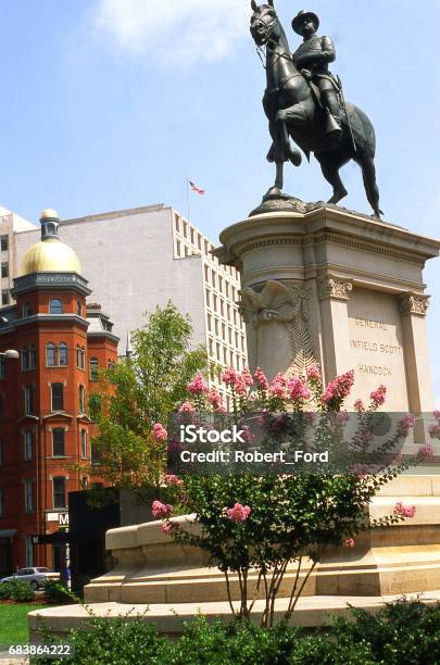 Statue To General Winfield Scott In Washington Dc Stock Photo - Download Image Now - Architecture, Cityscape, Color Image