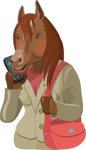 istock Horse woman talking on mobile phone 683867536