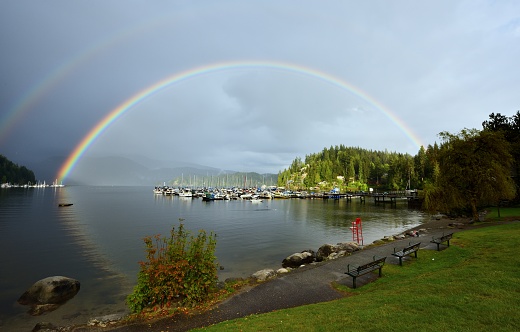 Double Rainbow Over Deep Cove, North Vancouver, BC