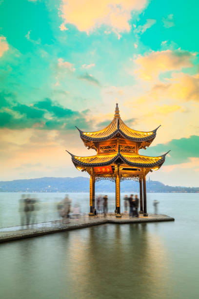 istock ancient pavilion of Hangzhou west lake at dusk 683876216