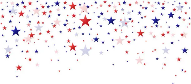 Vector illustration of Red and blue stars falling