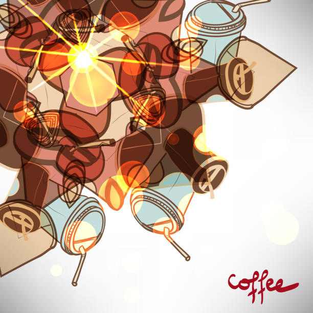 ilustrações de stock, clip art, desenhos animados e ícones de background with abstract takeaway coffee cup - coffee to go flash