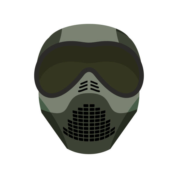 istock Protective helmet Scary. Sports respirator future. paintball mask. Alien motorcycle helm 683888224