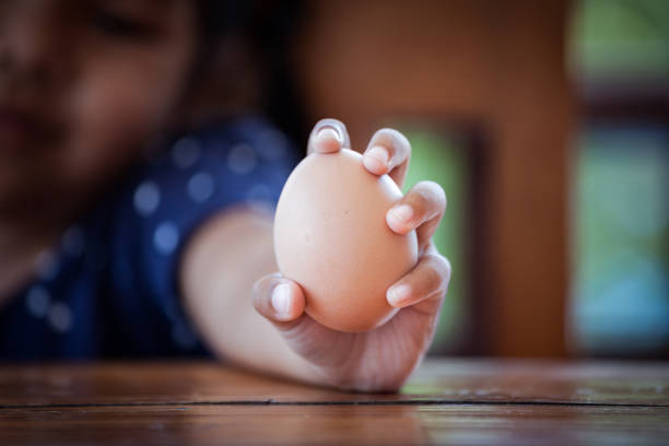 istock Closeup on child's hand holding egg 683908090