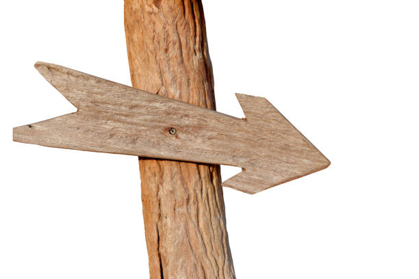 istock empty wooden arrow sign on white background. 683926580