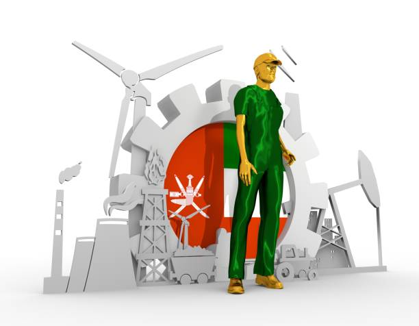 istock Young man and industrial isometric icons set 683939976