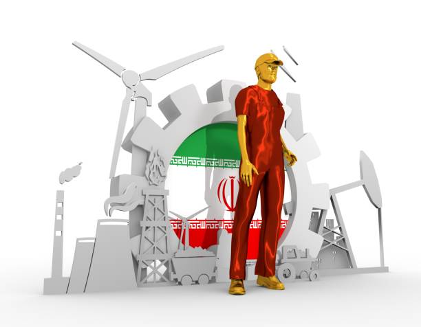 istock Young man and industrial isometric icons set 683940016
