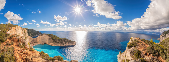 Beautiful Navagio beach with shipwreck on Zakynthos island in Greece