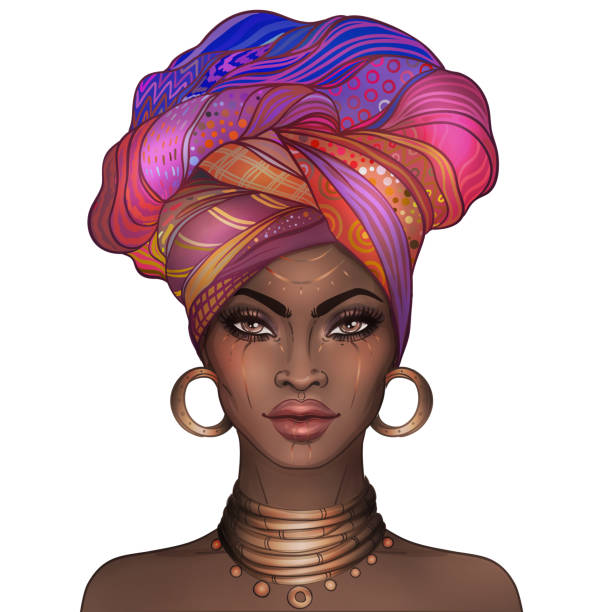 African American pretty girl vector art illustration