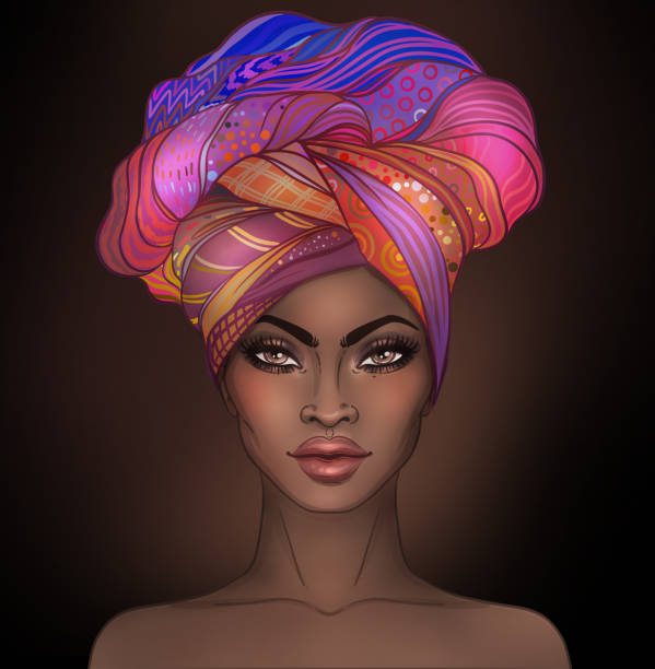 African American pretty girl vector art illustration