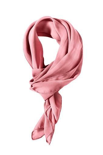 Pink silk tied neckerchief isolated over white