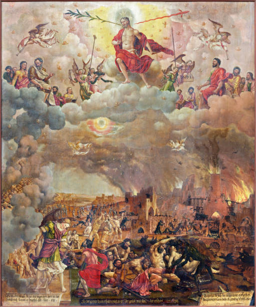 berlin - obraz sądu ostatecznego w kościele marienkirche michaela ribesteina (1558). - judgement day obrazy zdjęcia i obrazy z banku zdjęć