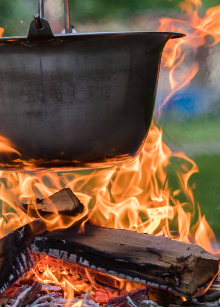 istock Kettle on the fire - cooking in the nature 683957304
