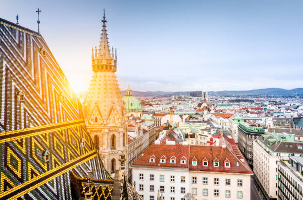 istock Vienna skyline with St. Stephen's Cathedral roof, Austria 683966138