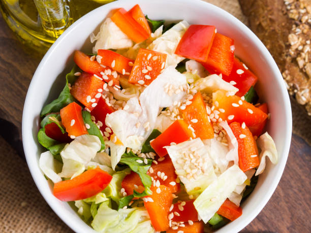 istock Colorful vegetable salad bowl 683973104
