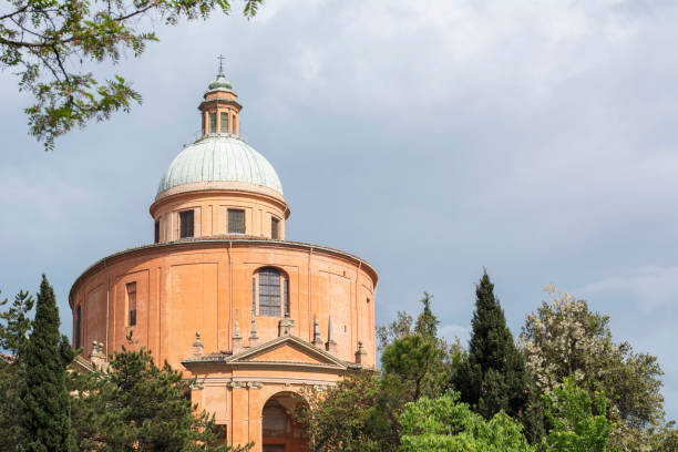 istock Old orange church with cloudy sky as background In Italy 683973662
