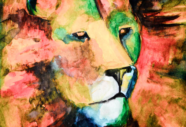 istock Lion head. Animals, colors. Art. Drawing, paints. 683988416