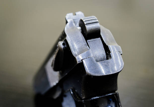 Soviet weapon - Russian assault rifles - close up view, background