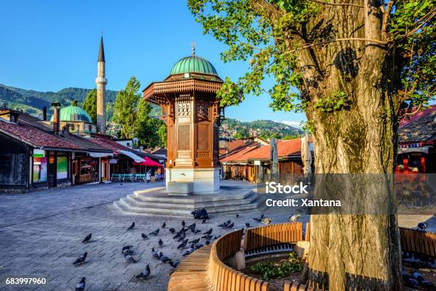 Sebilj Fountain In The Old Town Of Sarajevo Bosnia Stock Photo - Download Image Now