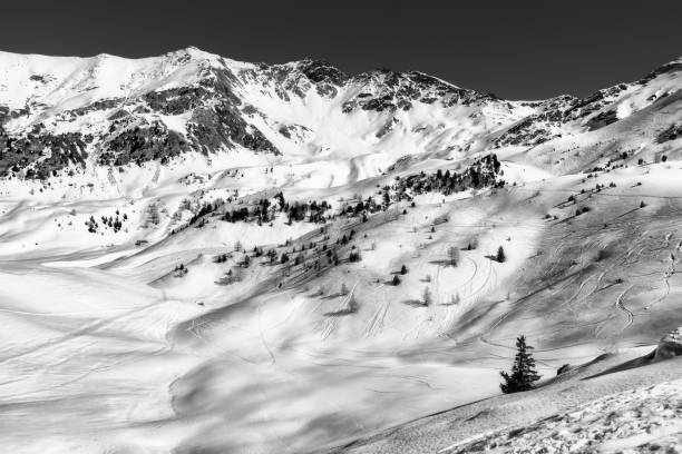 istock black and white mountain landscape, Pila, Italy 684002394