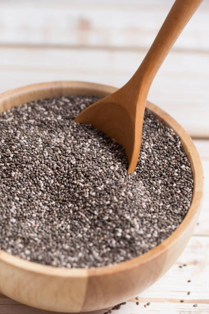 istock chia seeds in a wooden spoon 684009310