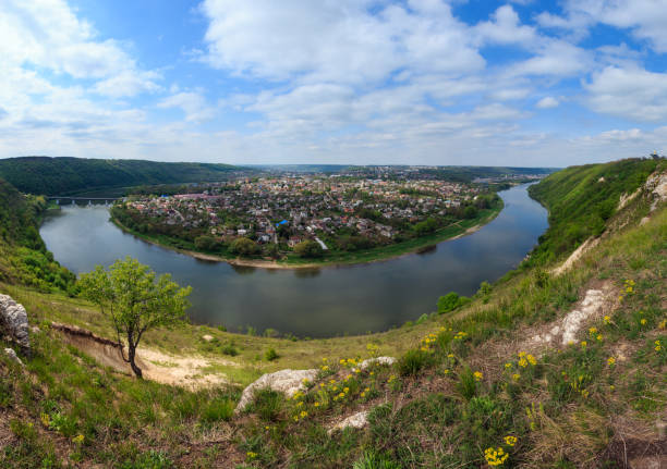 istock Dnister river and Zalischyky town. 684030458