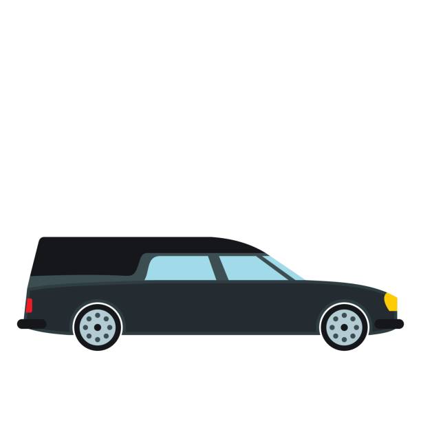 Hearse car icon Hearse car icon in flat style isolated on white background funeral expense stock illustrations