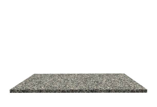 istock Empty top of stone granite table or counter isolated on white background. For product display 684068746