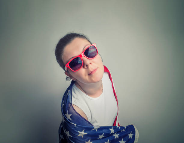 Smiling woman with USA flag
