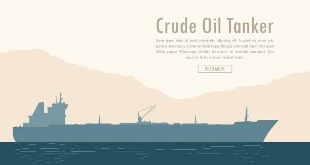 illustrations, cliparts, dessins animés et icônes de pétrolier. illustration vectorielle - silhouette nautical vessel sea morning