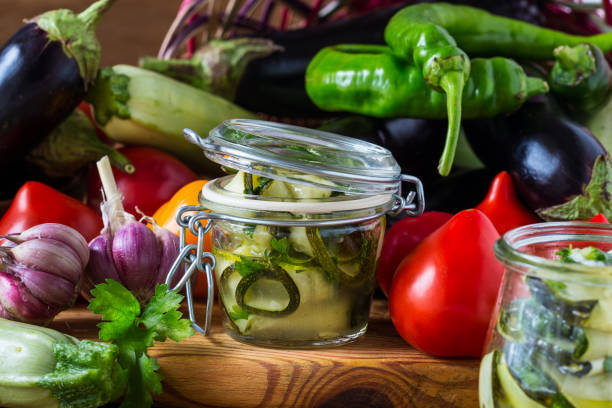 istock Canned zucchini and fresh vegetables 684093116