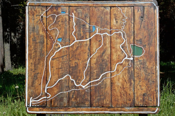 Coyhaique National Reserve trail map, Chile. It is a national reserve in southern Chile.