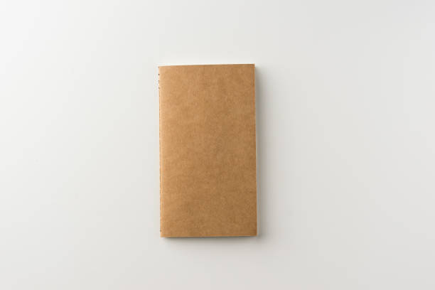 istock Top view of three kraft blank notebook on white background 684097718