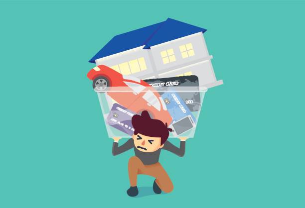 Man kneeling on the floor because have too much debt Man kneeling on the floor because he have too much burden. Illustration about debt. impulse shopping stock illustrations