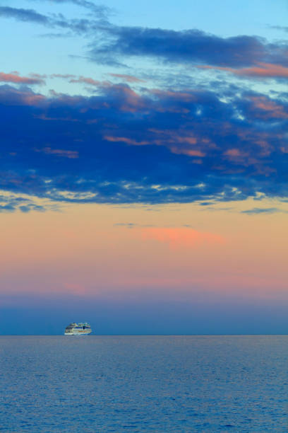 istock Beautiful seascape with vessel and sunset 684116544