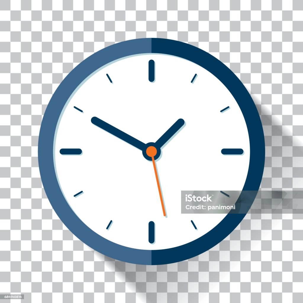 Ikona zegara w stylu płaskim, timer na przezroczystym tle. Element projektu wektorowego - Grafika wektorowa royalty-free (Zegar)