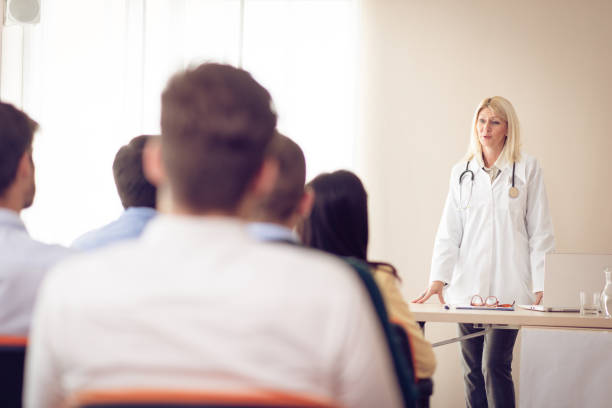 istock Med school seminar led by experienced mature professor 684145190