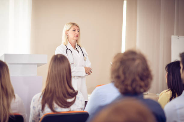 istock Professor of anatomy and students in classroom 684145514